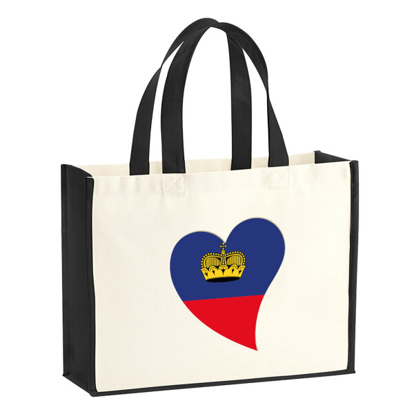 Jutetasche Liechtenstein Flagge Herz 21 Liter Black