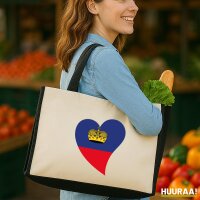 Jutetasche Liechtenstein Flagge Herz 21 Liter Black