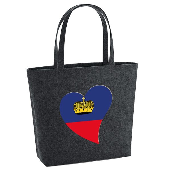 Filz Shopper Liechtenstein Flagge Herz 22 Liter