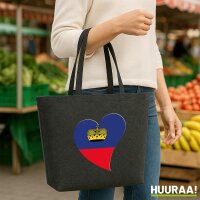 Filz Shopper Liechtenstein Flagge Herz 22 Liter