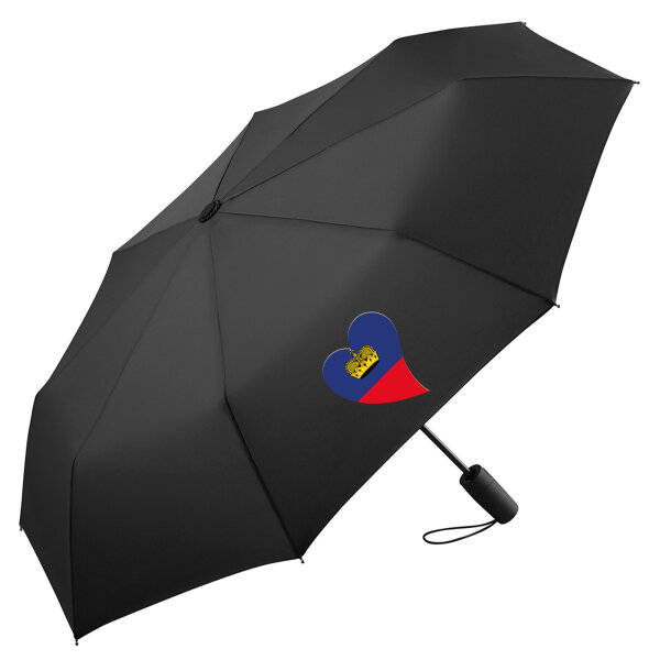 Regenschirm Liechtenstein Flagge Herz 98cm Schwarz