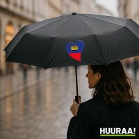 Regenschirm Liechtenstein Flagge Herz 98cm Schwarz