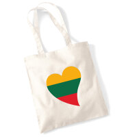 Jutebeutel Litauen Flagge Herz 10 Liter