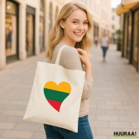 Jutebeutel Litauen Flagge Herz 10 Liter