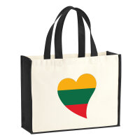 Jutetasche Litauen Flagge Herz 21 Liter Black
