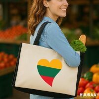 Jutetasche Litauen Flagge Herz 21 Liter Black