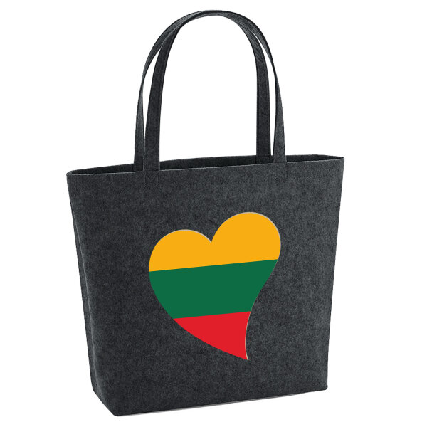 Filz Shopper Litauen Flagge Herz 22 Liter