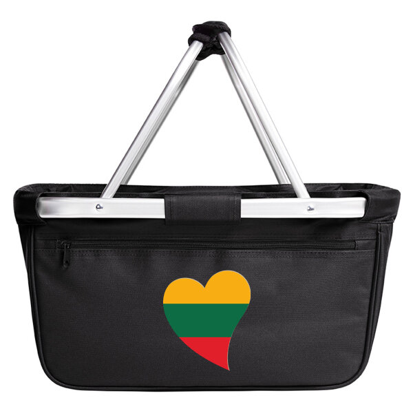 Einkaufskorb faltbar Litauen Flagge Herz 20 Liter Black