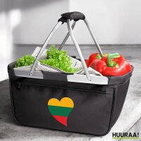 Einkaufskorb faltbar Litauen Flagge Herz 20 Liter Black