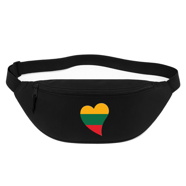Bauchtasche Litauen Flagge Herz 2,5 Liter Black