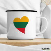 Emaille Tasse Litauen Flagge Herz 300ml Vintage