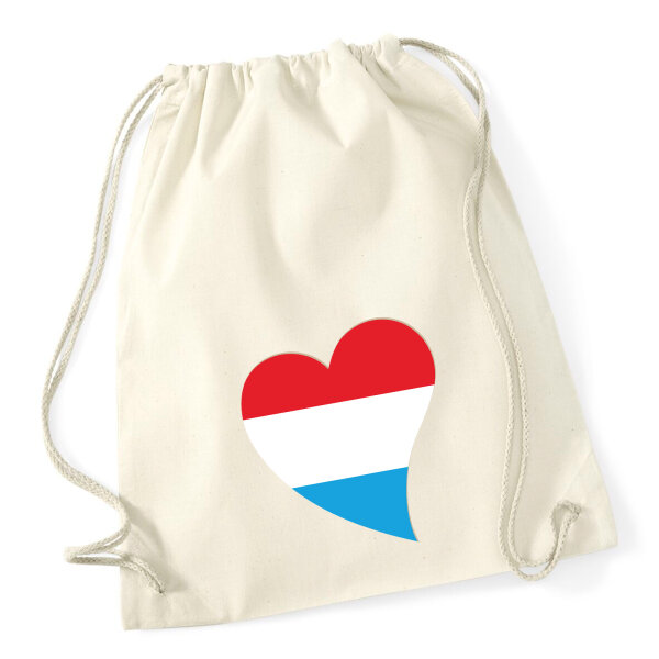 Turnbeutel Luxemburg Flagge Herz 12 Liter