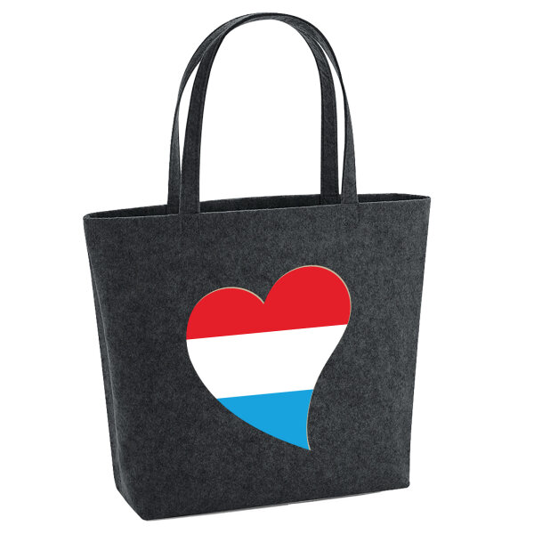 Filz Shopper Luxemburg Flagge Herz 22 Liter