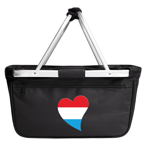 Einkaufskorb faltbar Luxemburg Flagge Herz 20 Liter Black