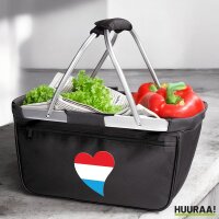 Einkaufskorb faltbar Luxemburg Flagge Herz 20 Liter Black