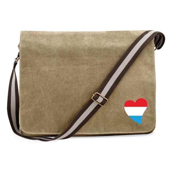 Umhängetasche Luxemburg Flagge Herz 14 Liter