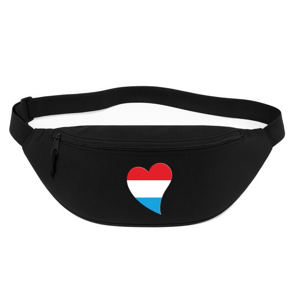 Bauchtasche Luxemburg Flagge Herz 2,5 Liter Black