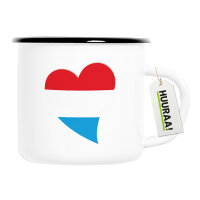 Emaille Tasse Luxemburg Flagge Herz 300ml Vintage