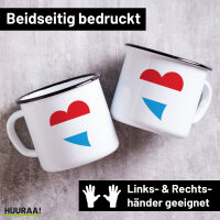 Emaille Tasse Luxemburg Flagge Herz 300ml Vintage