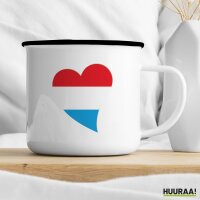 Emaille Tasse Luxemburg Flagge Herz 300ml Vintage