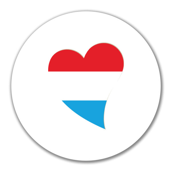 Aufkleber Luxemburg Flagge Herz 10cm rund