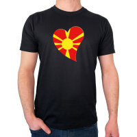 Herren T-Shirt Mazedonien Flagge Herz