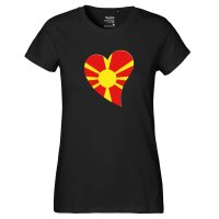 Damen T-Shirt Mazedonien Flagge Herz