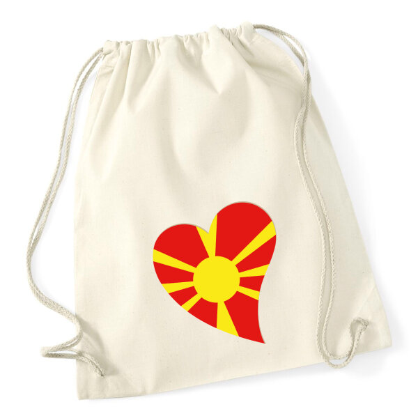 Turnbeutel Mazedonien Flagge Herz 12 Liter