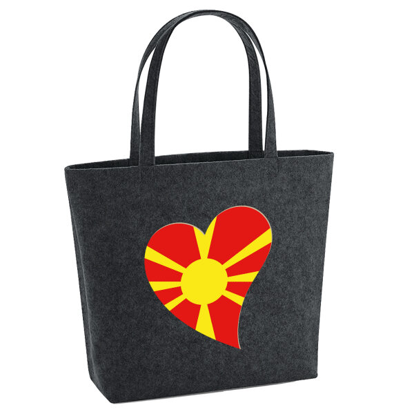 Filz Shopper Mazedonien Flagge Herz 22 Liter