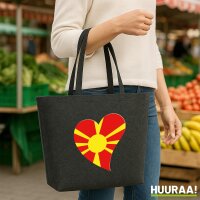 Filzshopper Mazedonien Flagge Herz, 22 Liter