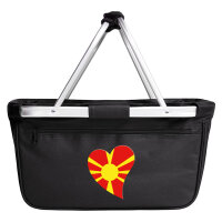 Einkaufskorb faltbar Mazedonien Flagge Herz 20 Liter Black