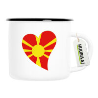 Emaille Tasse Mazedonien Flagge Herz 300ml Vintage