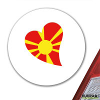 Aufkleber Mazedonien Flagge Herz 10cm rund