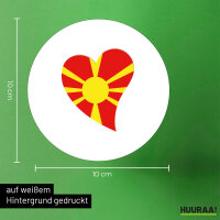 Aufkleber Mazedonien Flagge Herz 10cm rund