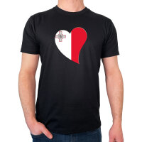 Herren T-Shirt Malta Flagge Herz