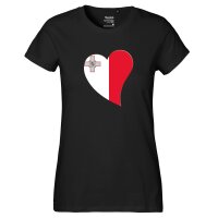 Damen T-Shirt Malta Flagge Herz