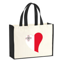 Jutetasche Malta Flagge Herz 21 Liter Black