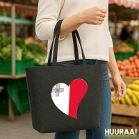Filzshopper Malta Flagge Herz, 22 Liter