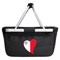 Einkaufskorb faltbar Malta Flagge Herz 20 Liter Black