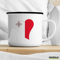 Emaille Tasse Malta Flagge Herz 300ml Vintage