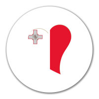 Aufkleber Malta Flagge Herz 10cm rund