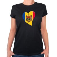 Damen T-Shirt Moldau Flagge Herz