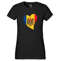 Damen T-Shirt Moldau Flagge Herz