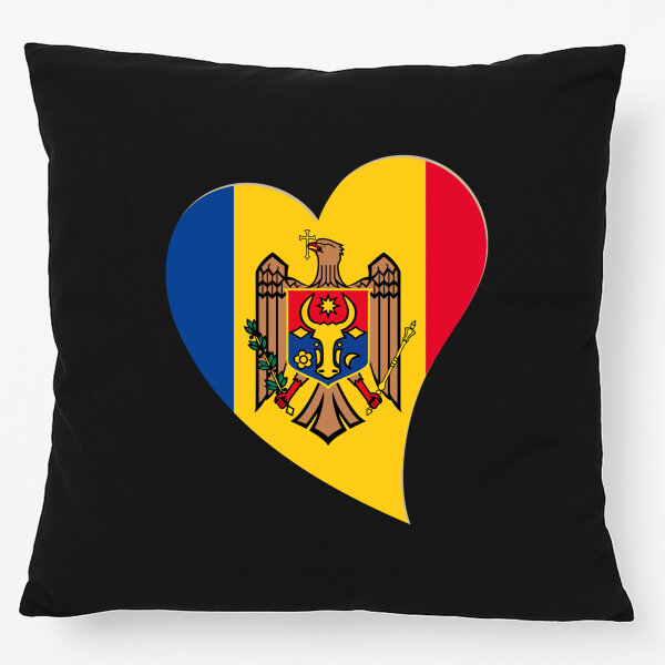 Kissen Moldau Flagge Herz 40x40cm