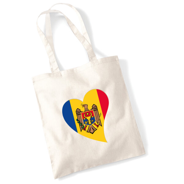 Jutebeutel Moldau Flagge Herz 10 Liter