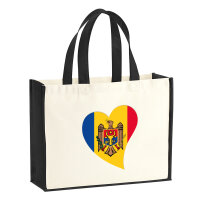Jutetasche Moldau Flagge Herz 21 Liter Black