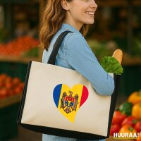 Jutetasche Moldau Flagge Herz 21 Liter Black