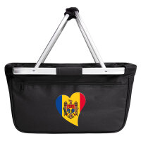 Einkaufskorb faltbar Moldau Flagge Herz 20 Liter Black