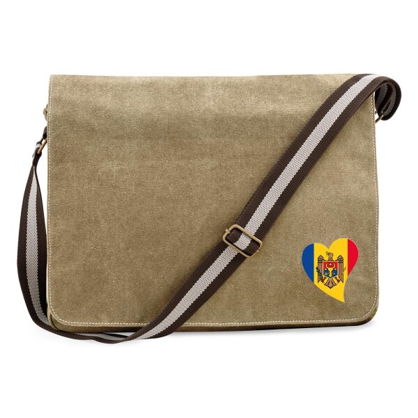 Umhängetasche Moldau Flagge Herz 14 Liter