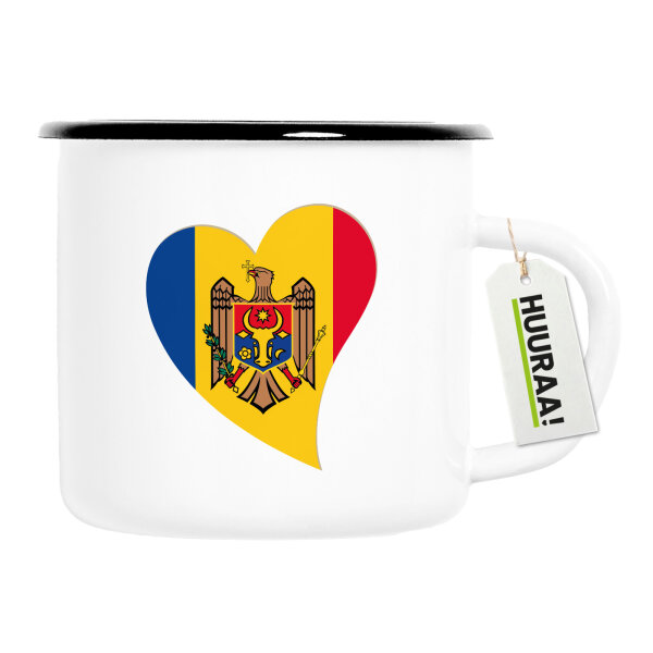 Emaille Tasse Moldau Flagge Herz 300ml Vintage